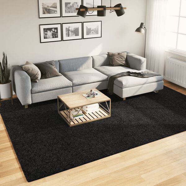 vidaXL Tapete shaggy de pelo alto PAMPLONA 240x340 cm preto