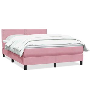 vidaXL Cama com molas/colch&atilde;o 160x220 cm veludo rosa