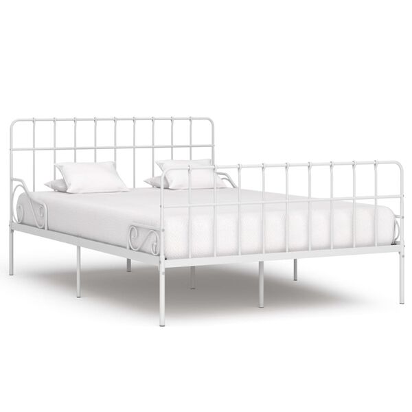 vidaXL Estrutura de cama com estrado de ripas 120x200 cm metal branco