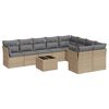 vidaXL 10 pcs conjunto de sof&aacute;s p/ jardim com almofad&otilde;es vime PE bege