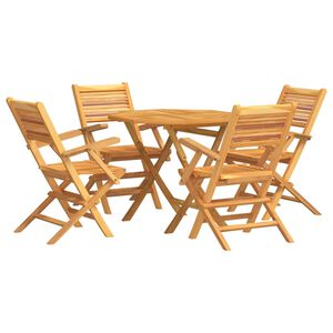 vidaXL 5 pcs conjunto de jantar p/ jardim madeira de teca maci&ccedil;a
