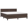 vidaXL Cama box spring c/ colch&atilde;o/LED 180x200 cm couro artif. castanho