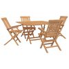 vidaXL Conjunto de Jardim 5 unid. Castanho Madeira de Teca S&oacute;lida