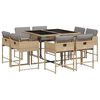 vidaXL 9 pcs conj. jantar jardim c/ almofad&otilde;es vime PE bege misturado