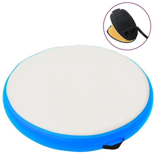 vidaXL Tapete de gin&aacute;stica insufl&aacute;vel com bomba 100x100x10 cm PVC azul