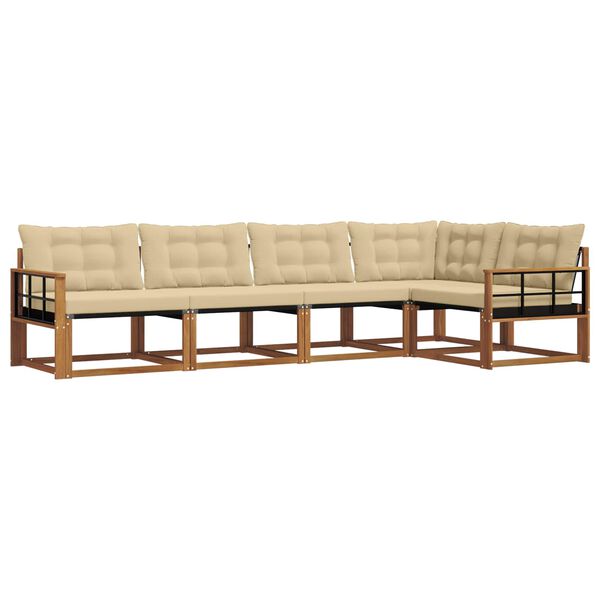 vidaXL Conjunto de Sof&aacute;s para Exterior 5 pcs Natural e Bege