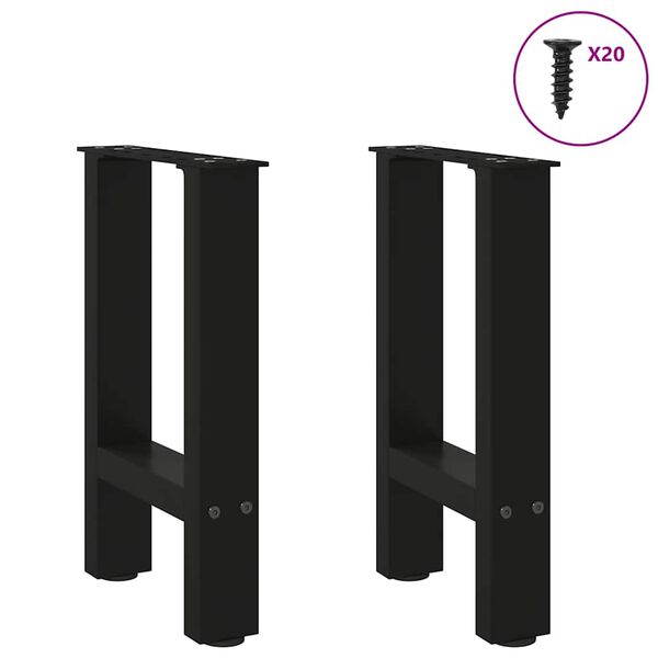 vidaXL P&eacute;s para mesa de centro pretos 2 pe&ccedil;as 38x(42-43) cm a&ccedil;o