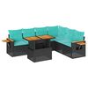 vidaXL 7 pcs conjunto sof&aacute;s jardim c/ almofad&otilde;es vime PE/ac&aacute;cia preto