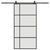 vidaXL Porta desliz. c/ conj. ferragens 102,5x205cm vidro ESG preto