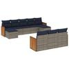 vidaXL Conjunto de sof&aacute; de jardim com 10 pe&ccedil;as e almofadas em rattan sint&eacute;tico cinza