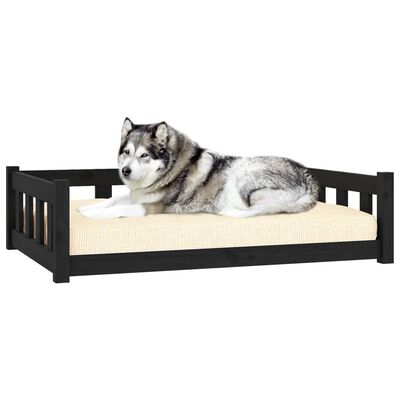 vidaXL Cama para cães 105,5x75,5x28 cm madeira de pinho maciça preto