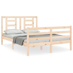 vidaXL Estrutura de cama com cabeceira 120x200 cmmadeira maci&ccedil;a