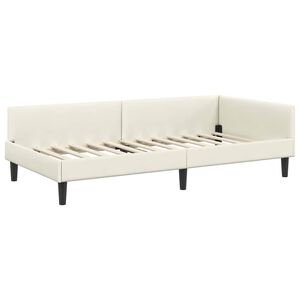vidaXL Estrutura de Cama de Canto Creme 80 cm x 200 cm Veludo