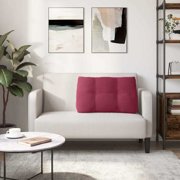 vidaXL Travesseiro para Costas Vinho Vermelho 80 x 24 x 50 cm Veludo