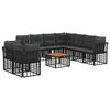 vidaXL Conjunto de Sof&aacute;s para Exterior 10 unid. Preto e Cinza Escuro
