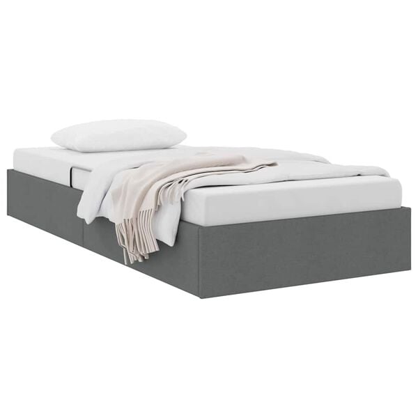 vidaXL Cama com Armazenamento Cinza Escuro 90 x 190 cm tecido