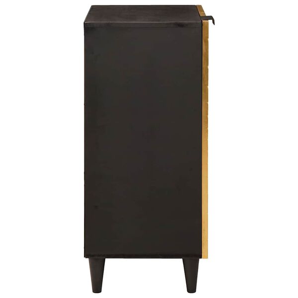 vidaXL Buffet Preto e Ouro 40 x 33 x 75 cm Madeira de mangueira maciça