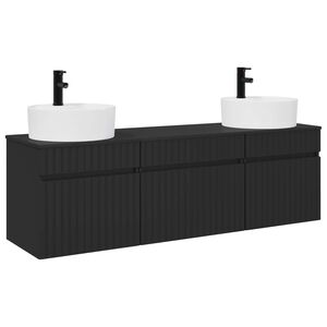 vidaXL Conjunto de Arm&aacute;rios para Banheiro 3 unid. Preto