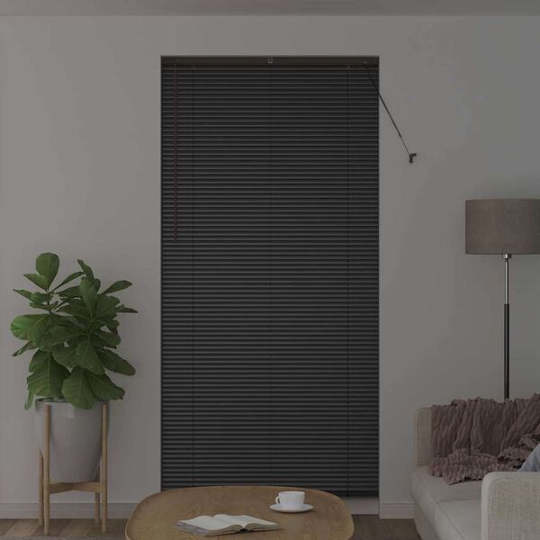vidaXL Persianas venecianas com cortinas Preto 220 x 105 cm Alum&iacute;nio