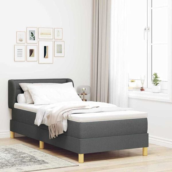 vidaXL Cama Box com colch&atilde;o Cinzento escuro 80 x 200 cm tecido