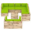 vidaXL 10 pcs conj. lounge jardim c/ almofad&otilde;es madeira impreg. verde