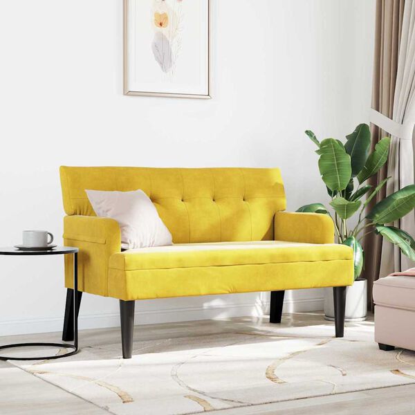 vidaXL Banco Chesterfield Amarelo 112 x 65,5 x 75 cm Veludo