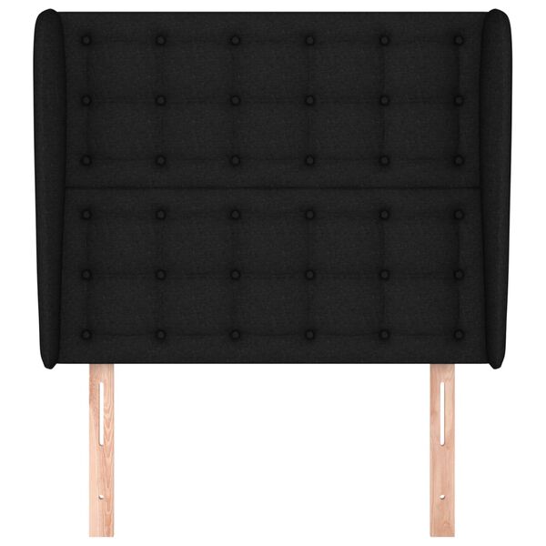 vidaXL Cabeceira de cama c/ abas tecido 103x23x118/128 cm preto