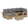 vidaXL 7 pcs conjunto de sof&aacute;s p/ jardim com almofad&otilde;es vime PE bege
