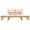 vidaXL Banco de jardim + almofadões 2-em-1 190cm madeira acácia maciça