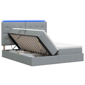 vidaXL Cama de Armazenamento LED com Colch&atilde;o Cinzento-claro