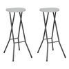 vidaXL Bancos de bar dobr&aacute;veis 2 pcs PEAD e a&ccedil;o branco