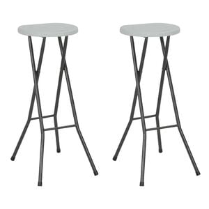 vidaXL Bancos de bar dobr&aacute;veis 2 pcs PEAD e a&ccedil;o branco