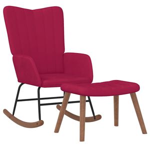 vidaXL Cadeira de baloi&ccedil;o com banco veludo vermelho tinto