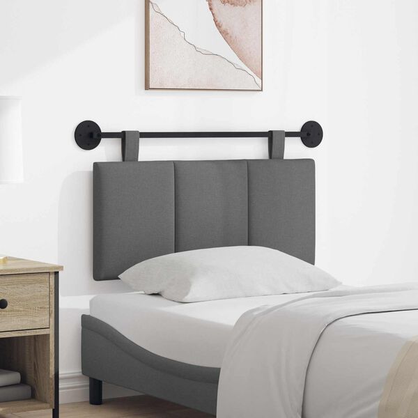 vidaXL Cabeceira Suspensa Riscas Cinza Escuro 100 x 55 x 5 cm tecido