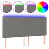 vidaXL Cabeceira de cama c/ LED tecido 160x5x118/128 cm cinza-escuro