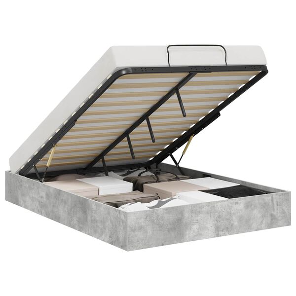 vidaXL Estrutura de Cama Ottoman Cinzento Concreto 150 x 200 cm
