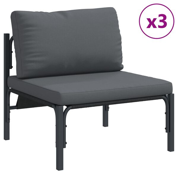 vidaXL Conjunto de Sof&aacute; de Jardim com almofada 6 pcs Preto A&ccedil;o