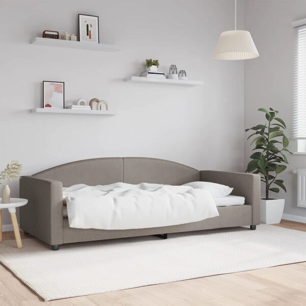 vidaXL Sof&aacute;-cama 90x200 cm tecido cinzento-acastanhado