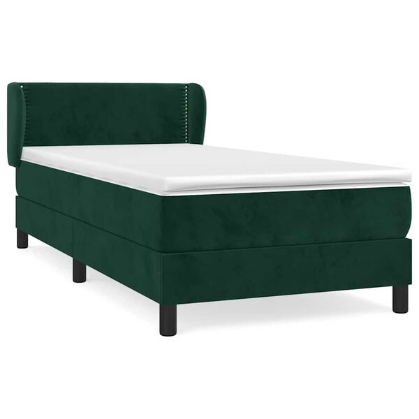 vidaXL Cama com molas/colch&atilde;o 80x200 cm veludo verde-escuro