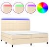 vidaXL Cama box spring c/ colch&atilde;o e LED 200x200 cm tecido cor creme