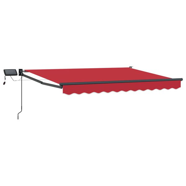 vidaXL Toldo retr&aacute;til manual com LEDs Vermelho 3,5 x 2 m