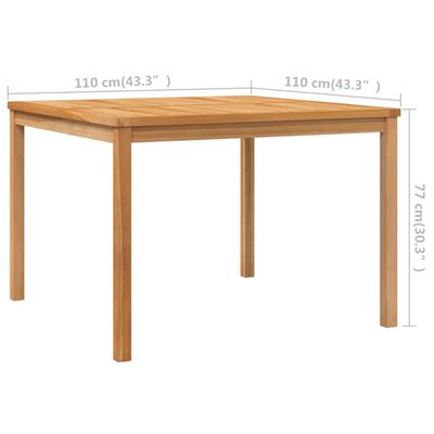 vidaXL Mesa de jantar p/ jardim 110x110x77 cm madeira de teca maciça