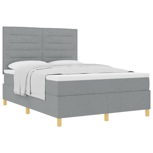 vidaXL Cama Box com colch&atilde;o Cinzento-claro 160 x 200 cm tecido