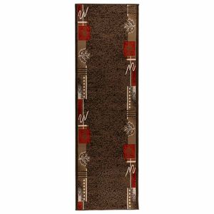 vidaXL Tapete Runner FLORNES Tecido Castanho Folhas 67 x 350 cm PP