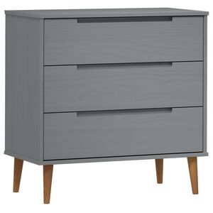 vidaXL Arm&aacute;rio de gavetas MOLDE 80x40x80 cm pinho maci&ccedil;o cinzento