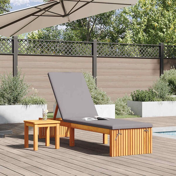 vidaXL Espregui&ccedil;adeira com almofada &Oacute;leo Natural 200 x 55 x 94 cm