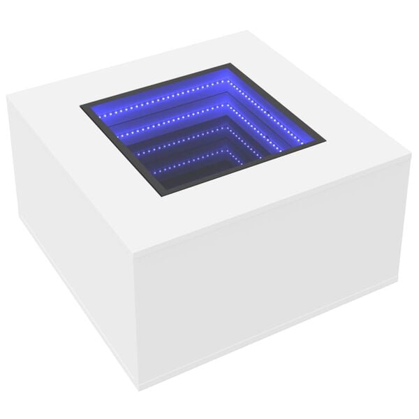 vidaXL Mesa de centro c/LEDs 60x60x40cm contraplacado branco brilhante