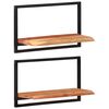 vidaXL Prateleiras de parede 2 pcs 60x25x35 cm ac&aacute;cia maci&ccedil;a e a&ccedil;o