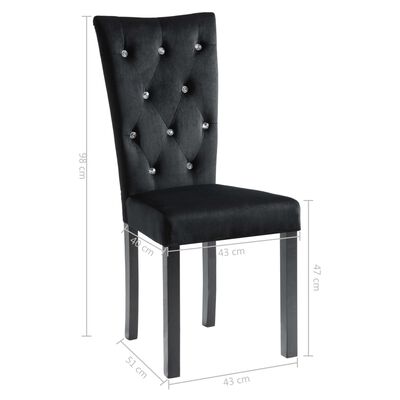 vidaXL Cadeiras de jantar 6 pcs veludo preto