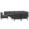 vidaXL 9 pcs conjunto lounge jardim c/ almofad&otilde;es pinho maci&ccedil;o preto